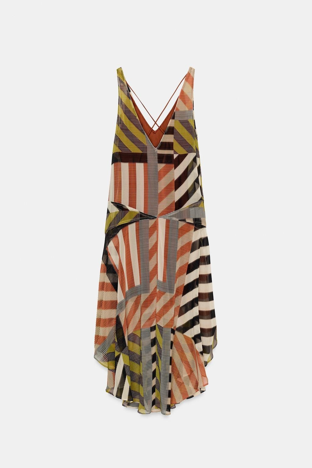 ZARA 2026 ASYMMETRIC MIDI PATCHWORK MULTICOLORED PRINT DRESS sz XS