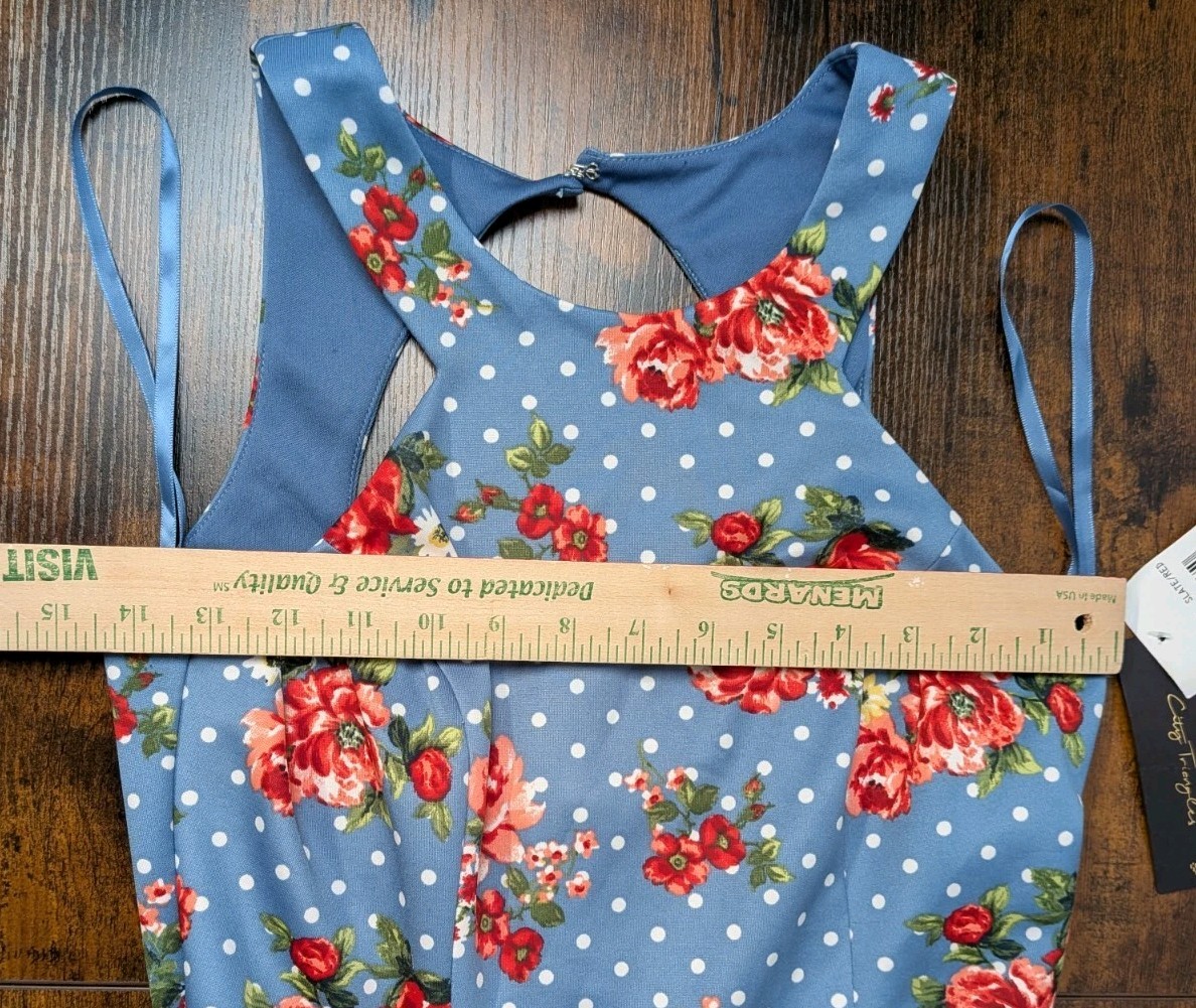 City Triangles Floral Dress Size 5 Juniors Summery Women Blue Polka Dots NWT