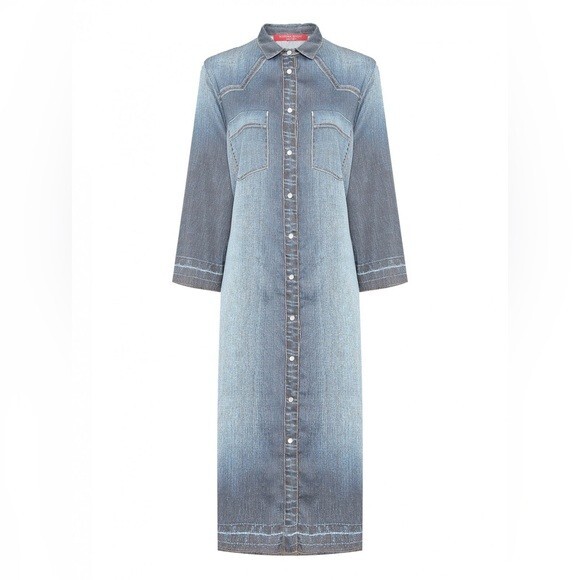 MARINA RINALDI sport denim print dress 10 Euc made in tunisia