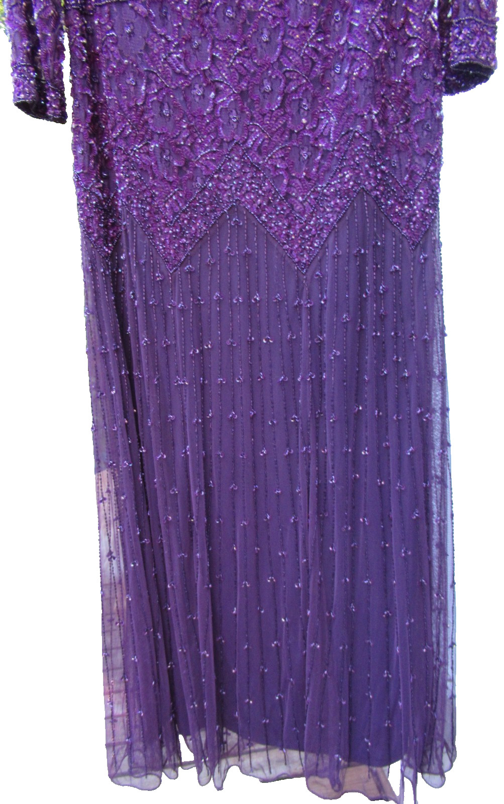 PISARRO NIGHTS Purple/Eggplant Beaded Midi Gown, 16W – Lovely for MOB