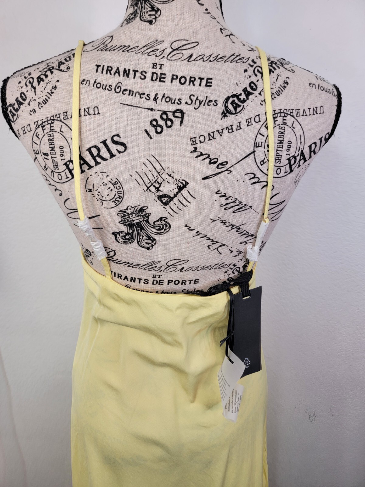 Bcbg Max Azria Iris Yellow Slip Maxi Dress Sz Small EU 40 V Neck Long Nwt