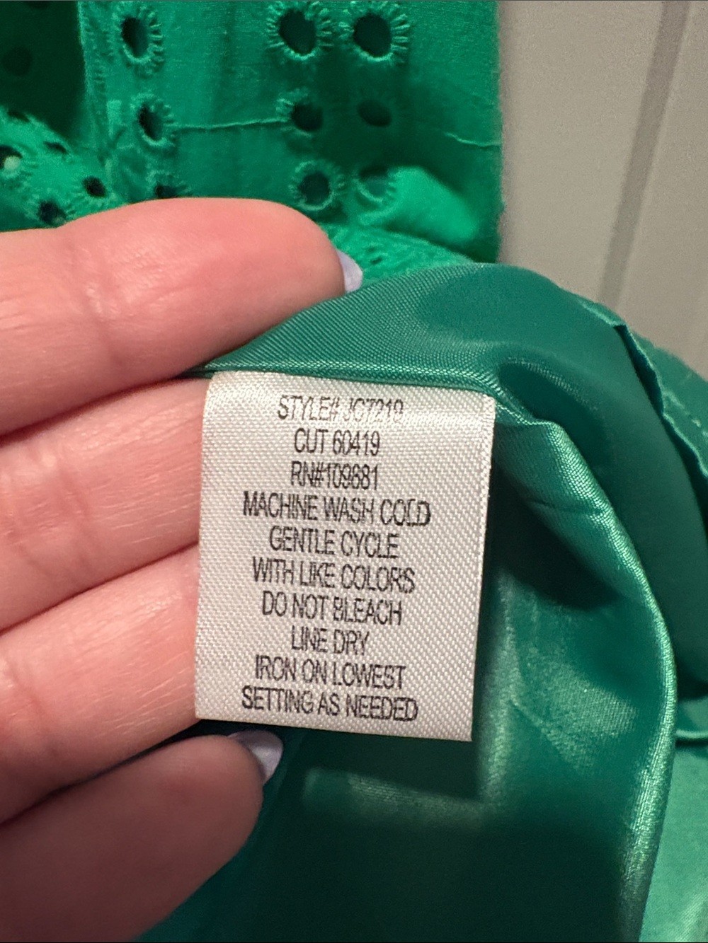 Isabel & Nina Green Eyelet Shift Dress Size 14 Cotton Embroidered Sleeveless