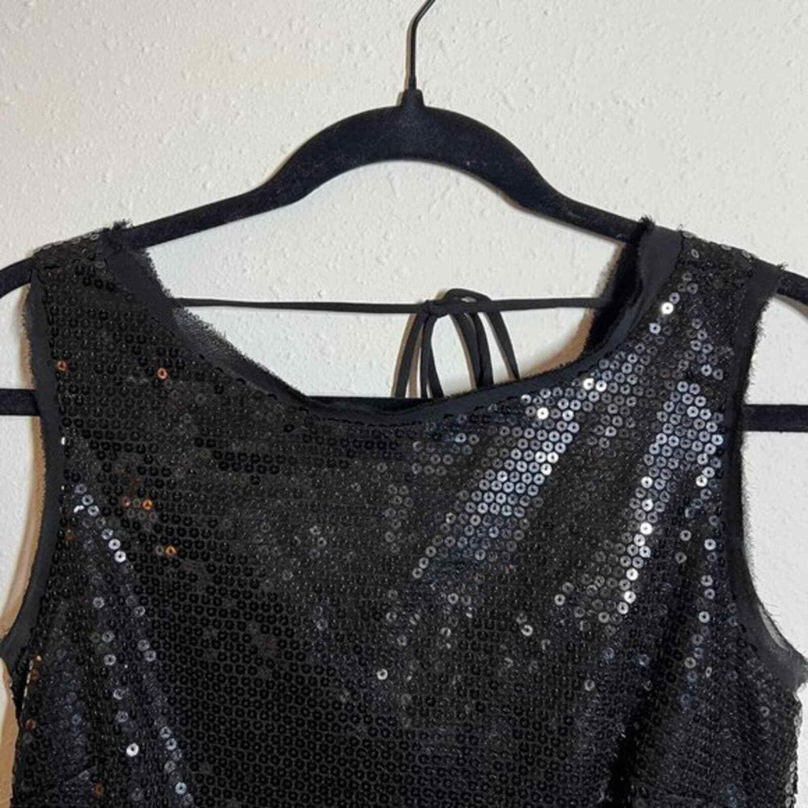Cynthia Rowley Tie-Back Black‎ Sequin Dress