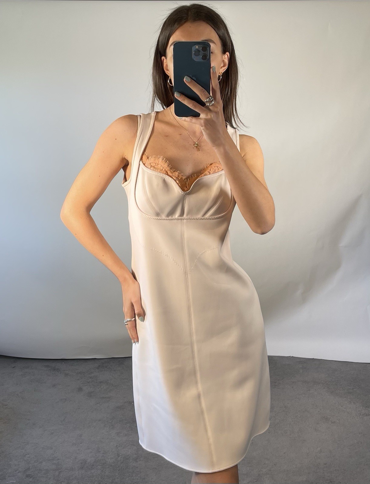 Stella McCartney IT44 UK12 Dress Pink Sleeveless Lace Trim Bustier Bodycon