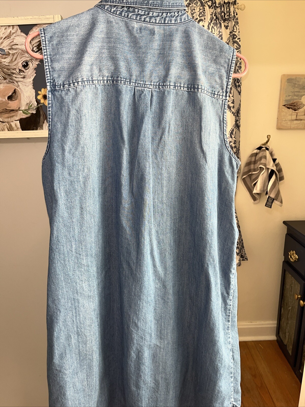 J.Crew Sleeveless Denim Button Up Dress Sz L Comfortable Classic