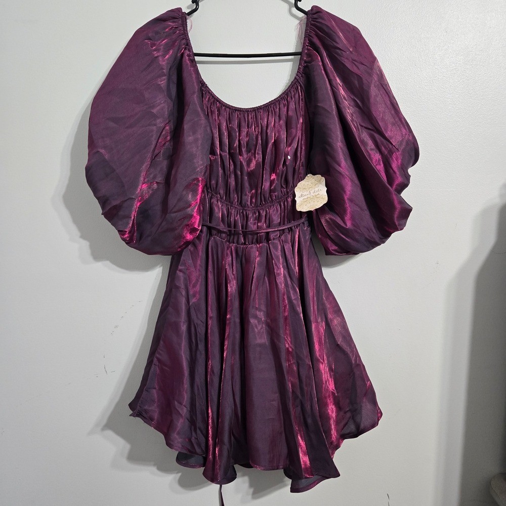 M#14 Altard State Shimmer Soleil Mini Short Dress Wine Purple Pink Size S NWT