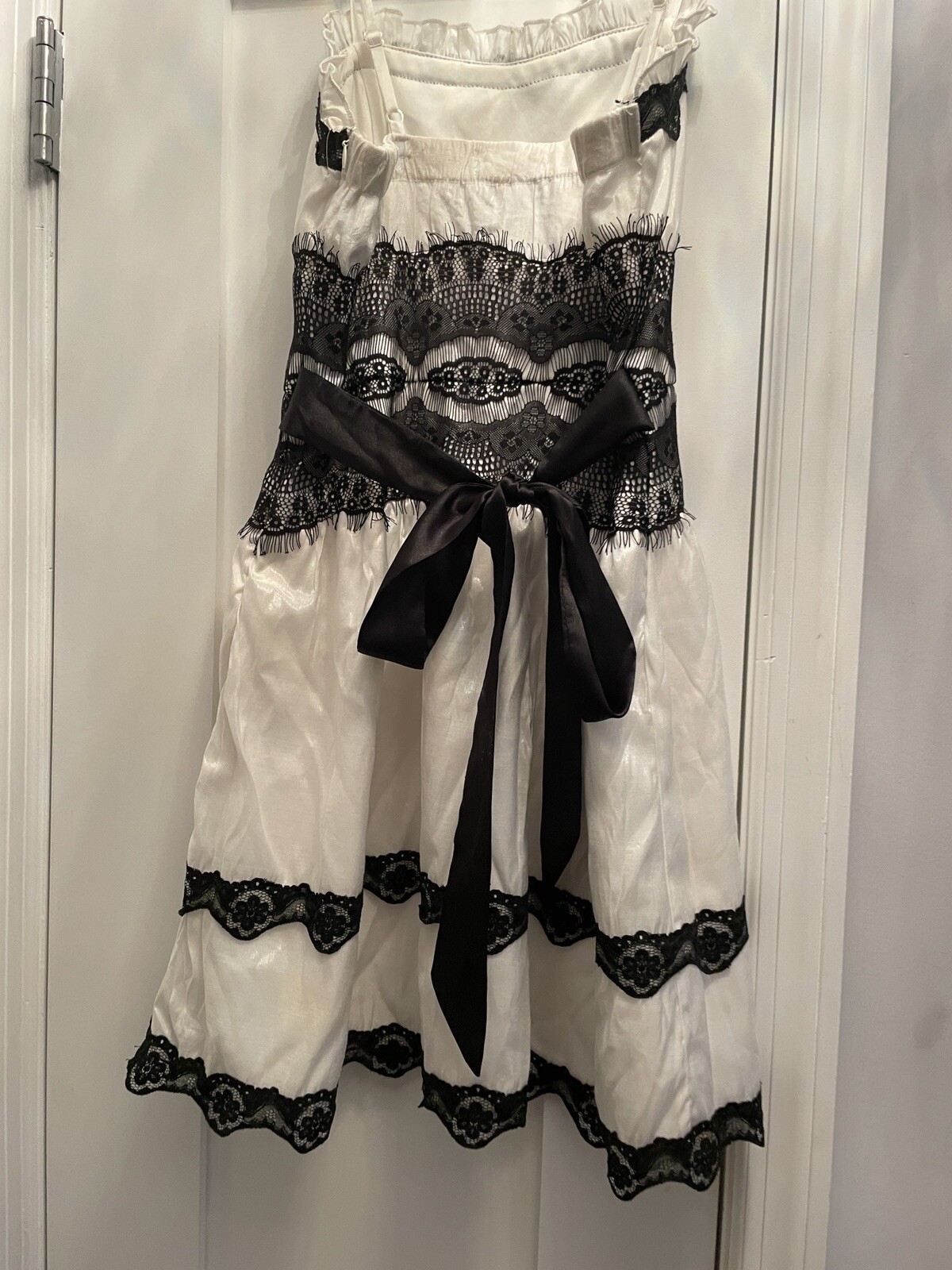 SUMMERS COMING! NWT Grass Collection White/Black Strappy Dress Jr Sz M $59 Ret