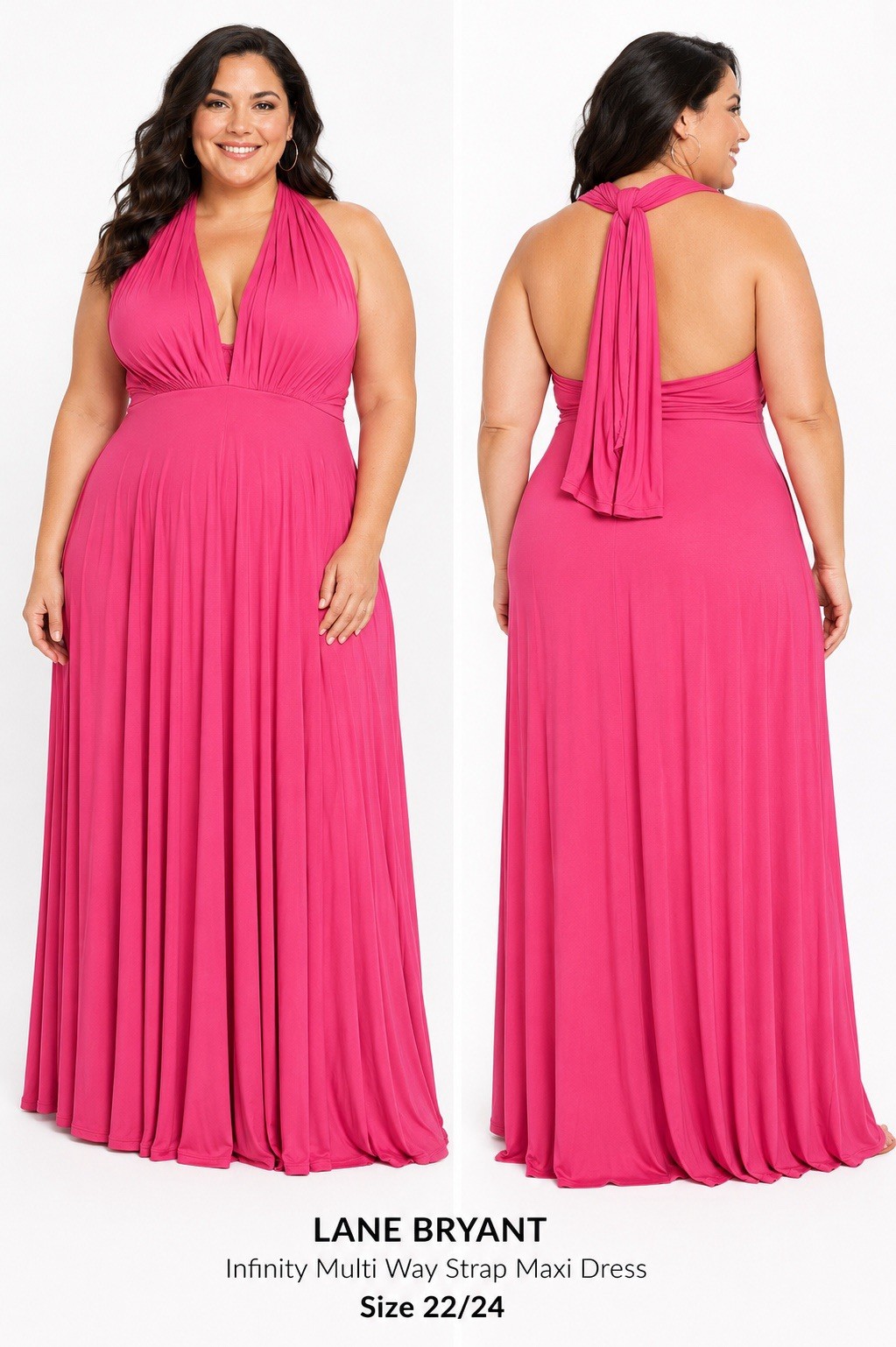 Lane Bryant Infinity Multi Way Strap Maxi Dress Pink Heavy Knit Plus 22/24 NWT