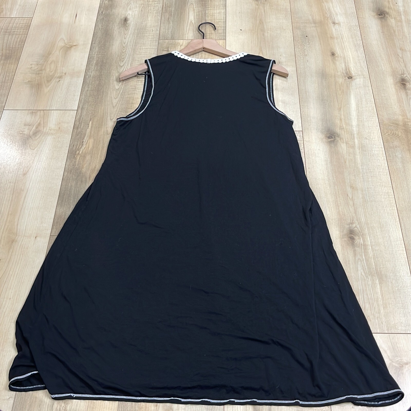 Max Studio Womens Black Sleeveless Split Neck Pullover A-Line Dress Size Medium