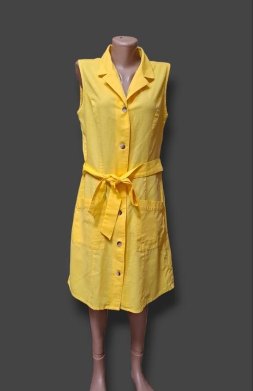 Esmara Yellow Button Up Sleeveless MIDI Dress Size 38
