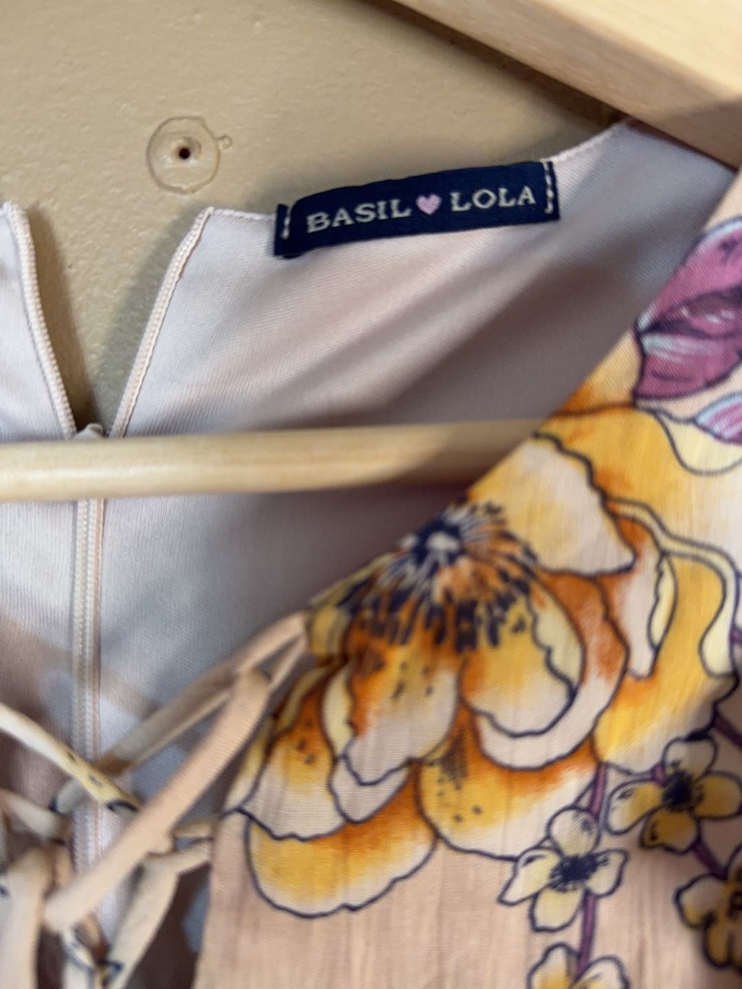 Basil & Lola Floral Print Ruffle Cap Sleeve Lace-Up Dress