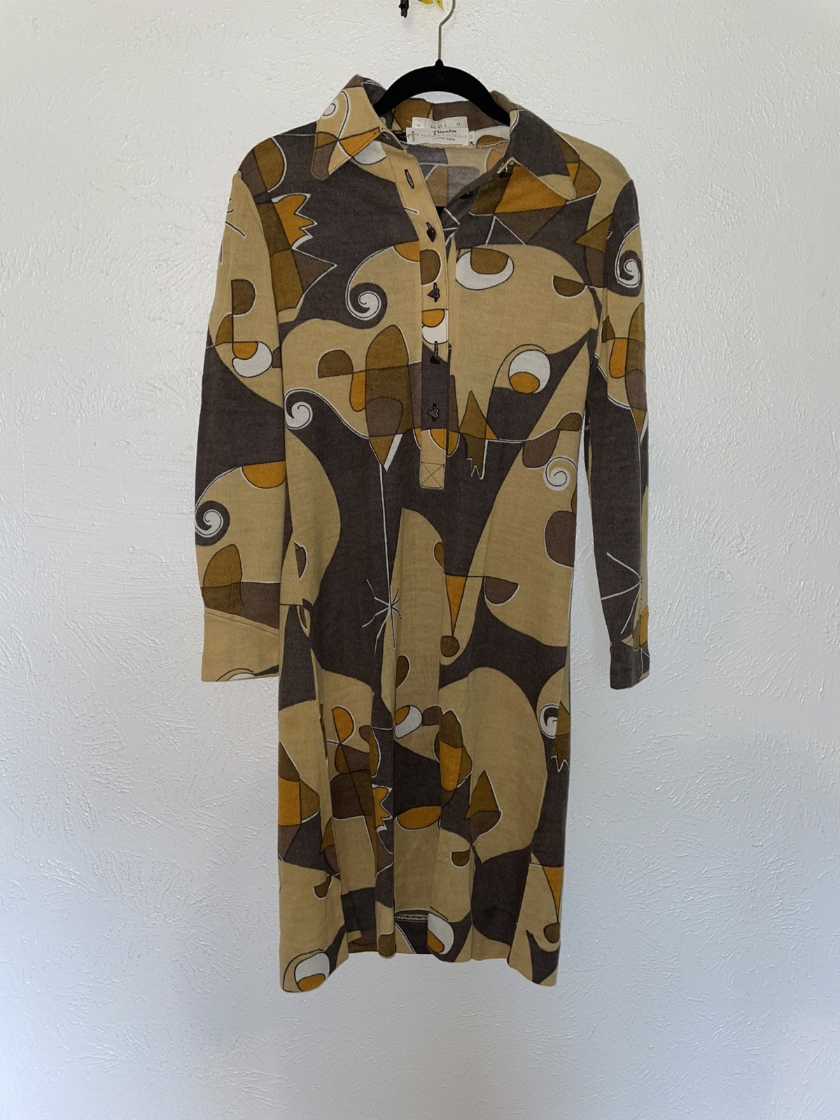 Triandra Frederick Altmann Multicolor Patchwork Floral Acrylic Wool Midi Dress S