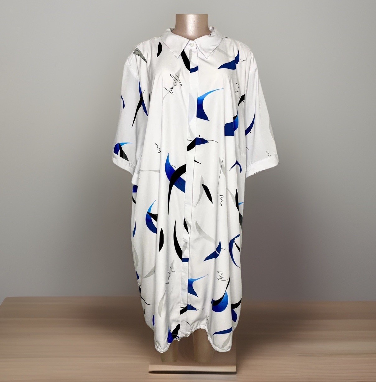 Wearable Art Kaftan Tunic Top Button Up Shirt Dress Summer Womens Plus Size 28W