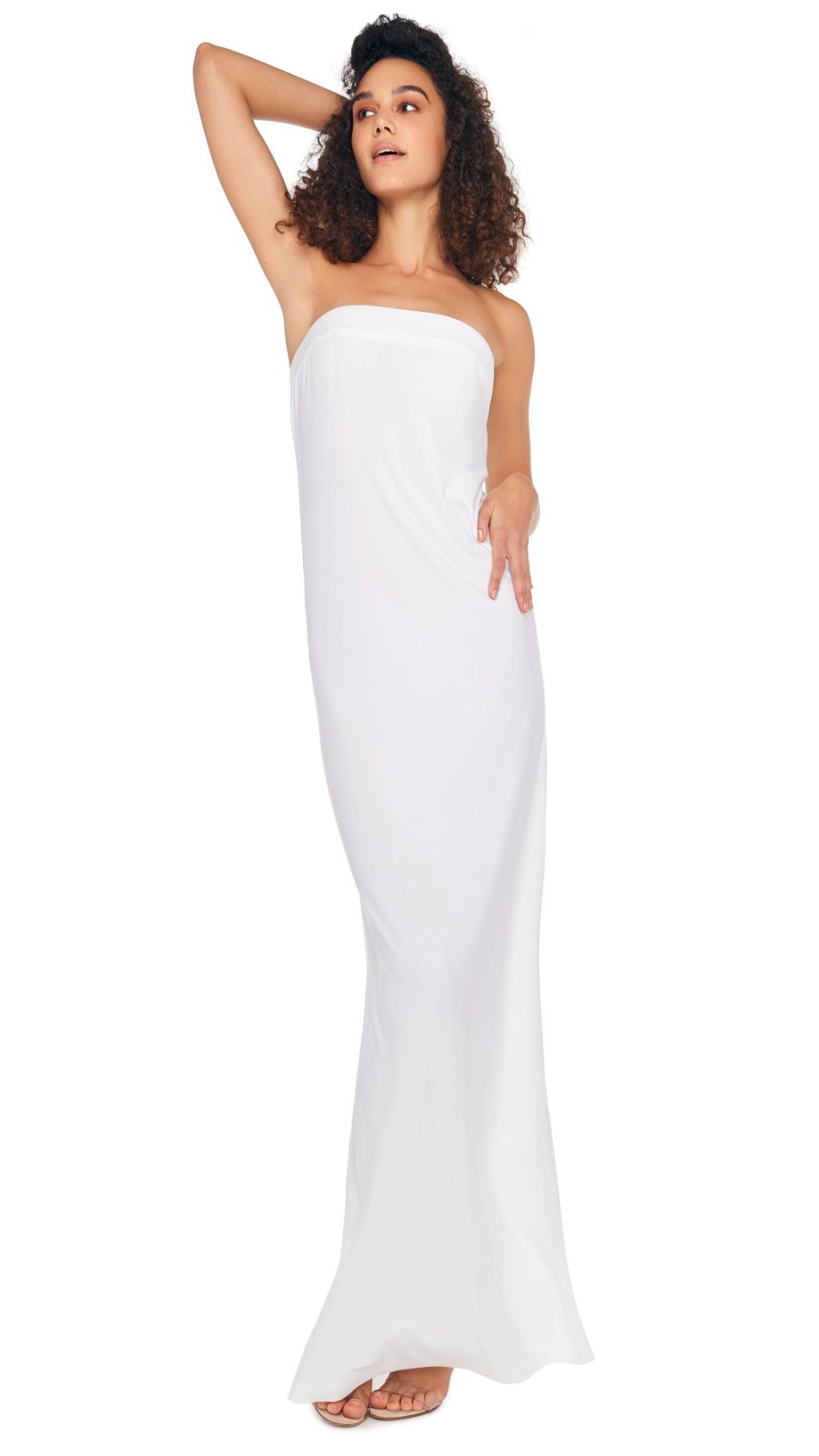 Norma Kamali Strapless Tailored Side Slit Gown in Snow White Small New Womens Dr
