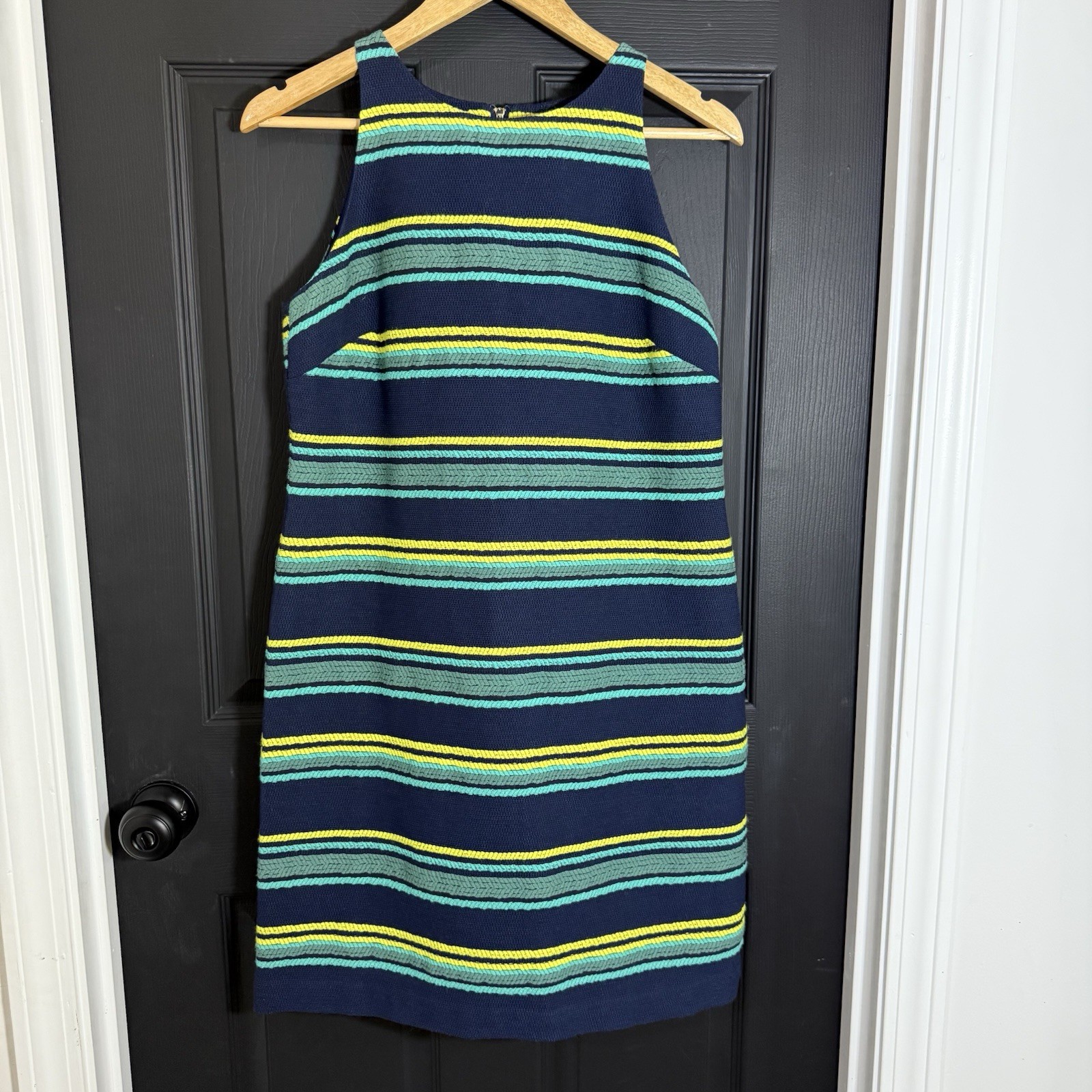 Vineyard Vines Blue, Yellow & Green Striped Shift Dress, Size 4 New Preppy