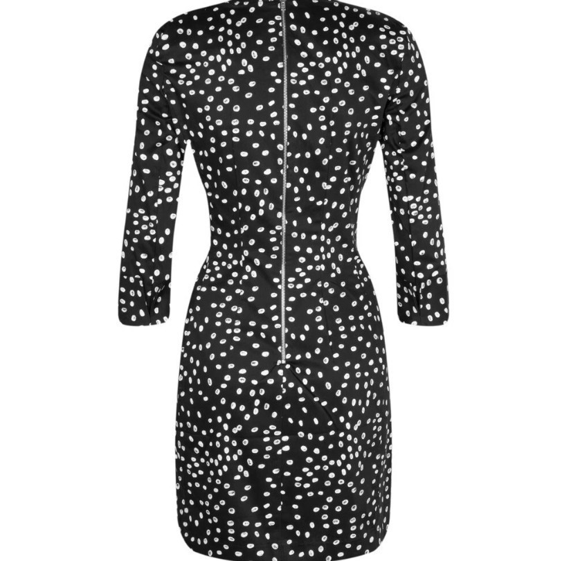 French Connection Fast Spotty Vintage Dress Snowdrop 2 Dot Black White Stretch