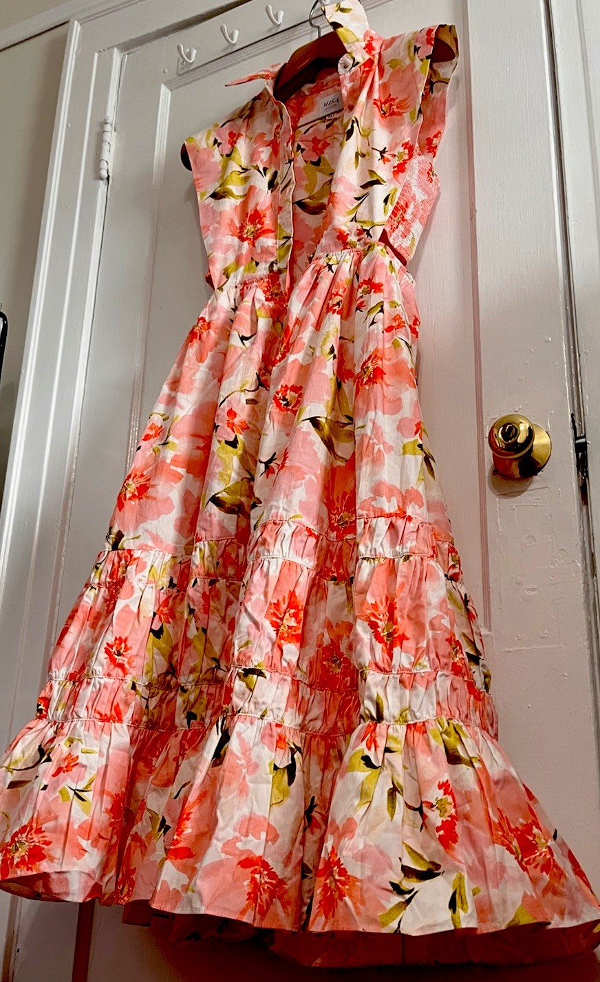 Misa Los Angeles -Floral Dress Long (below Knee Length) Summer Dress Sleeve Less