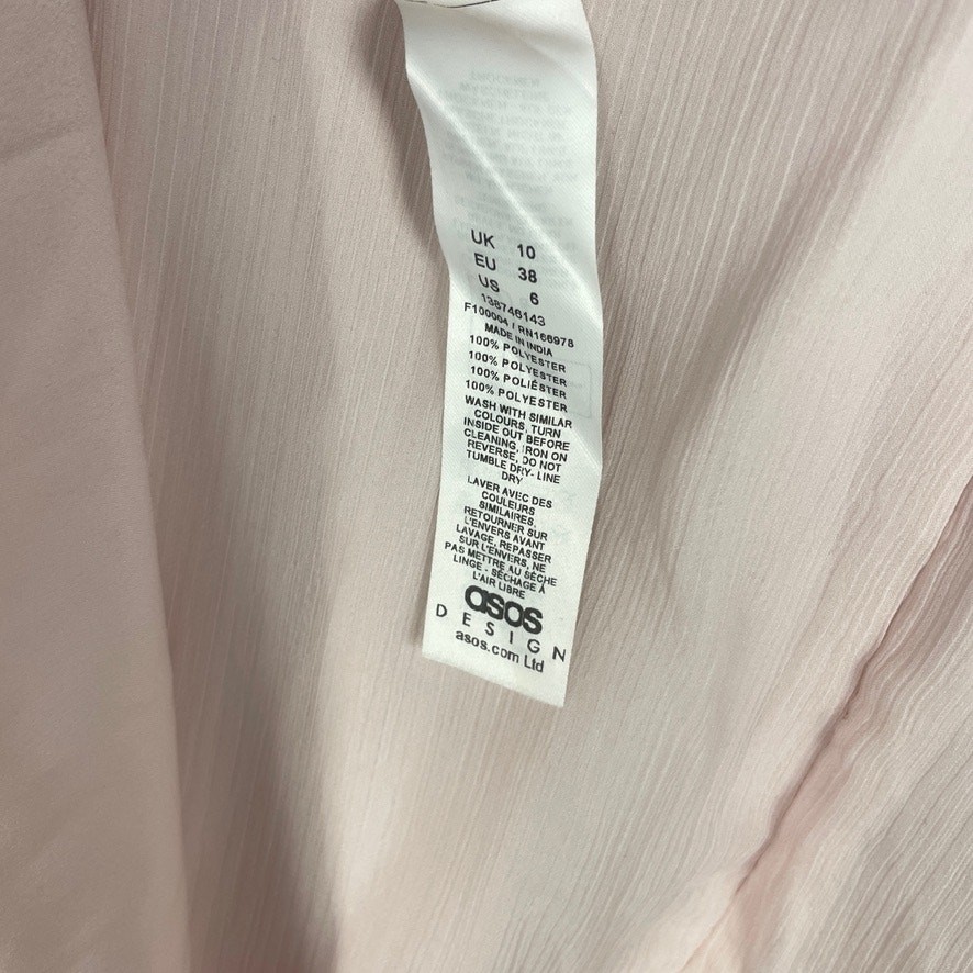 Asos Design Women’s US 6 Pink 100% Polyester Bridemaids Flutter Sleeve Dress