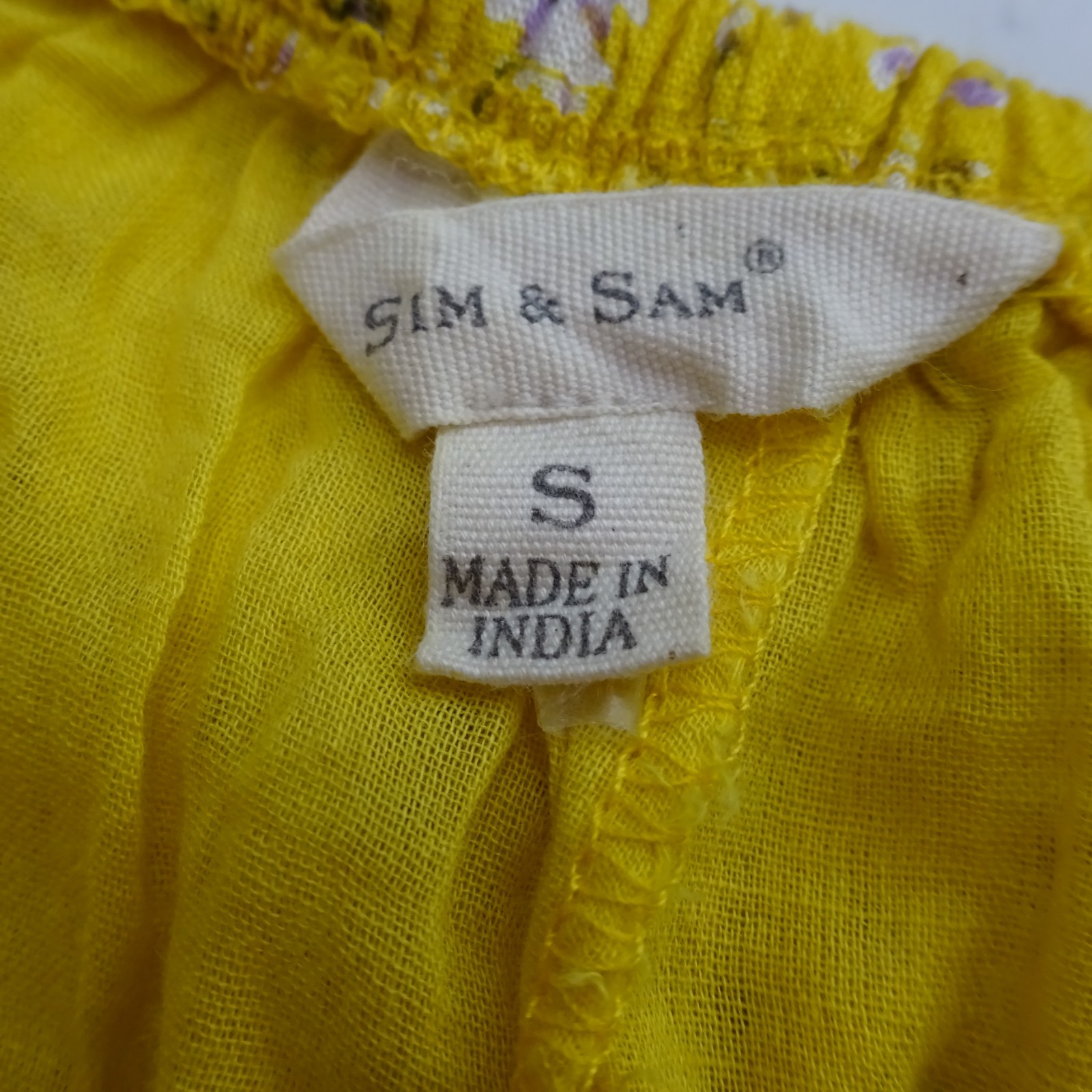 Sim & Sam Yellow Floral Rayon Tie Back Midi Dress Small Cutout Sundress
