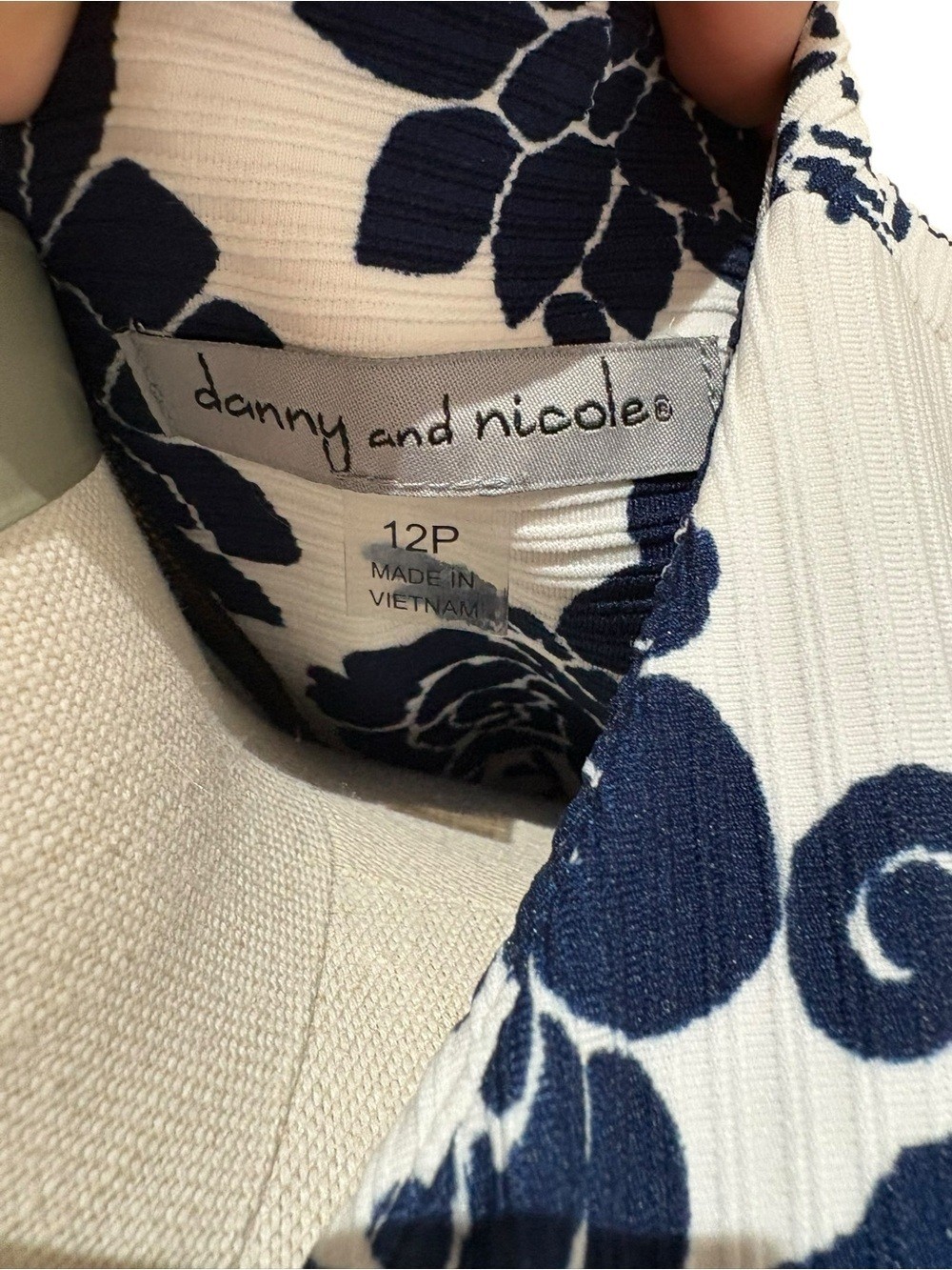 Danny & Nicole Navy Floral Fit & Flare Dress – Size 12P