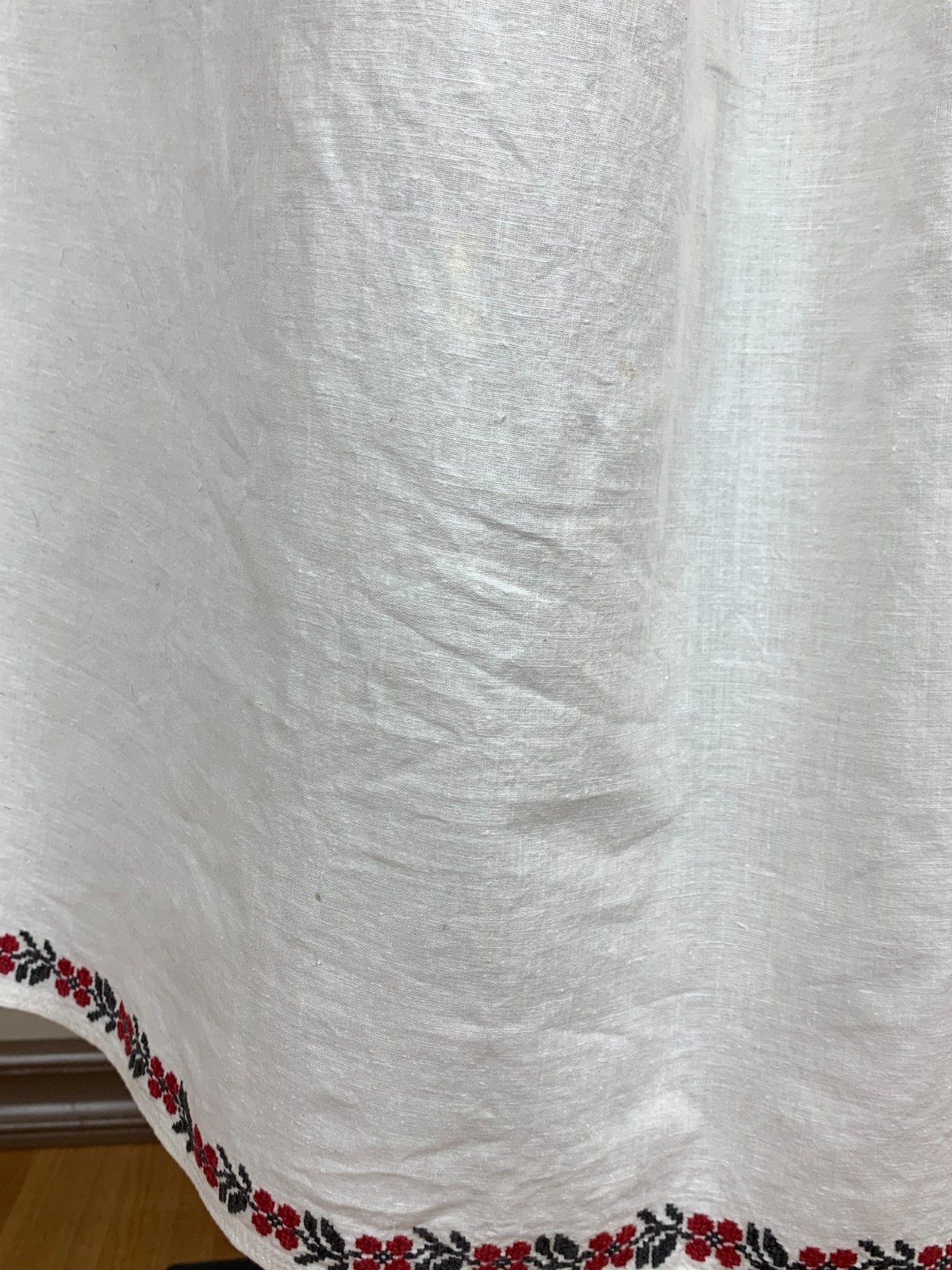 Vintage Ukrainian Embroidered Linen Vyshyvanka Dress Handmade Folk Shirt