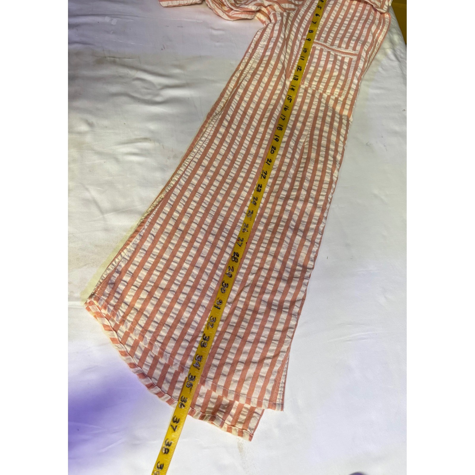 Roller Rabbit Orange White Striped Seersucker Button Front Shirt Dress Sz S