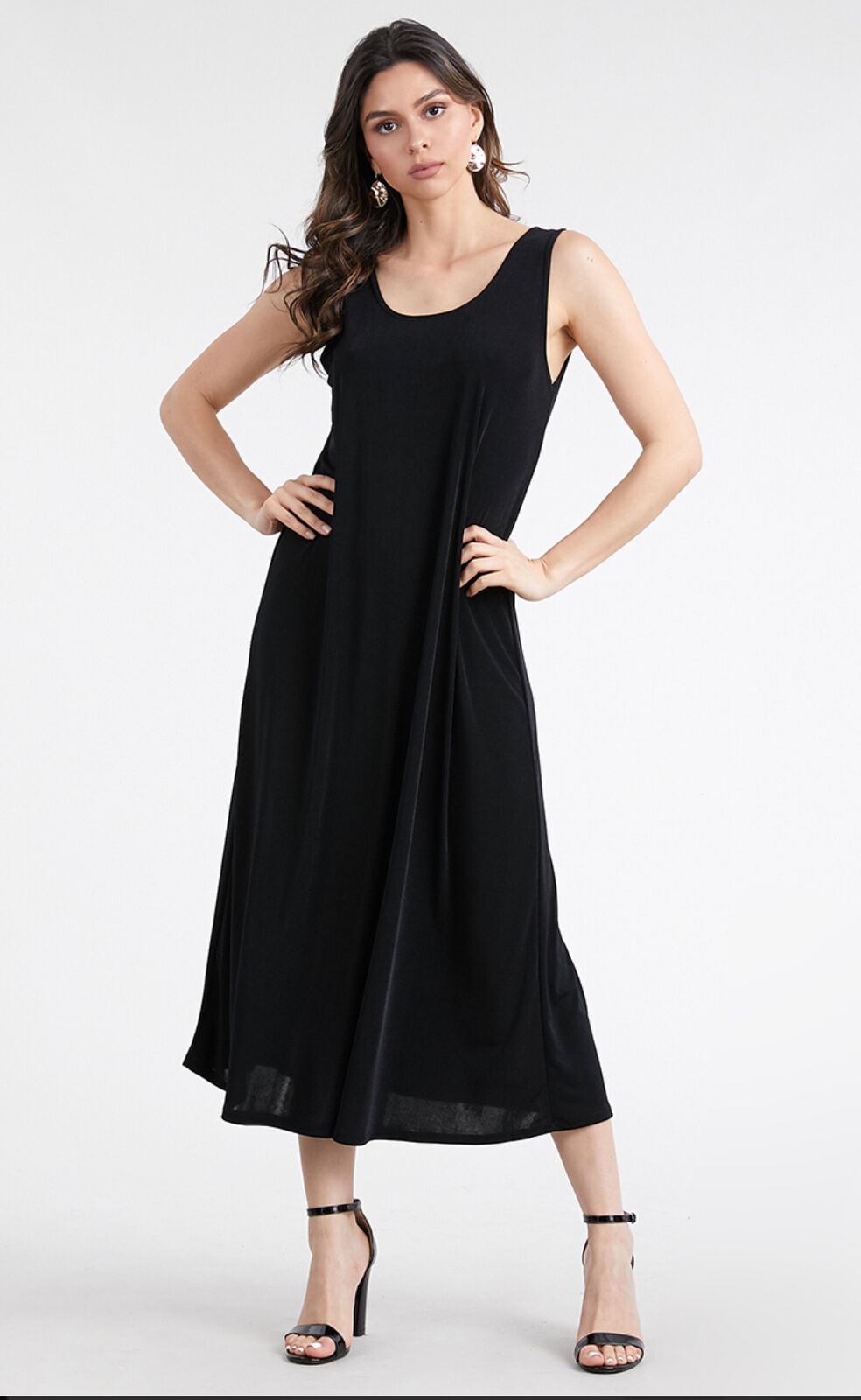JOSTAR Slinky LONG TANK DRESS Poly Spandex Knit BLACK 7000BN S M L XL 2X 3X