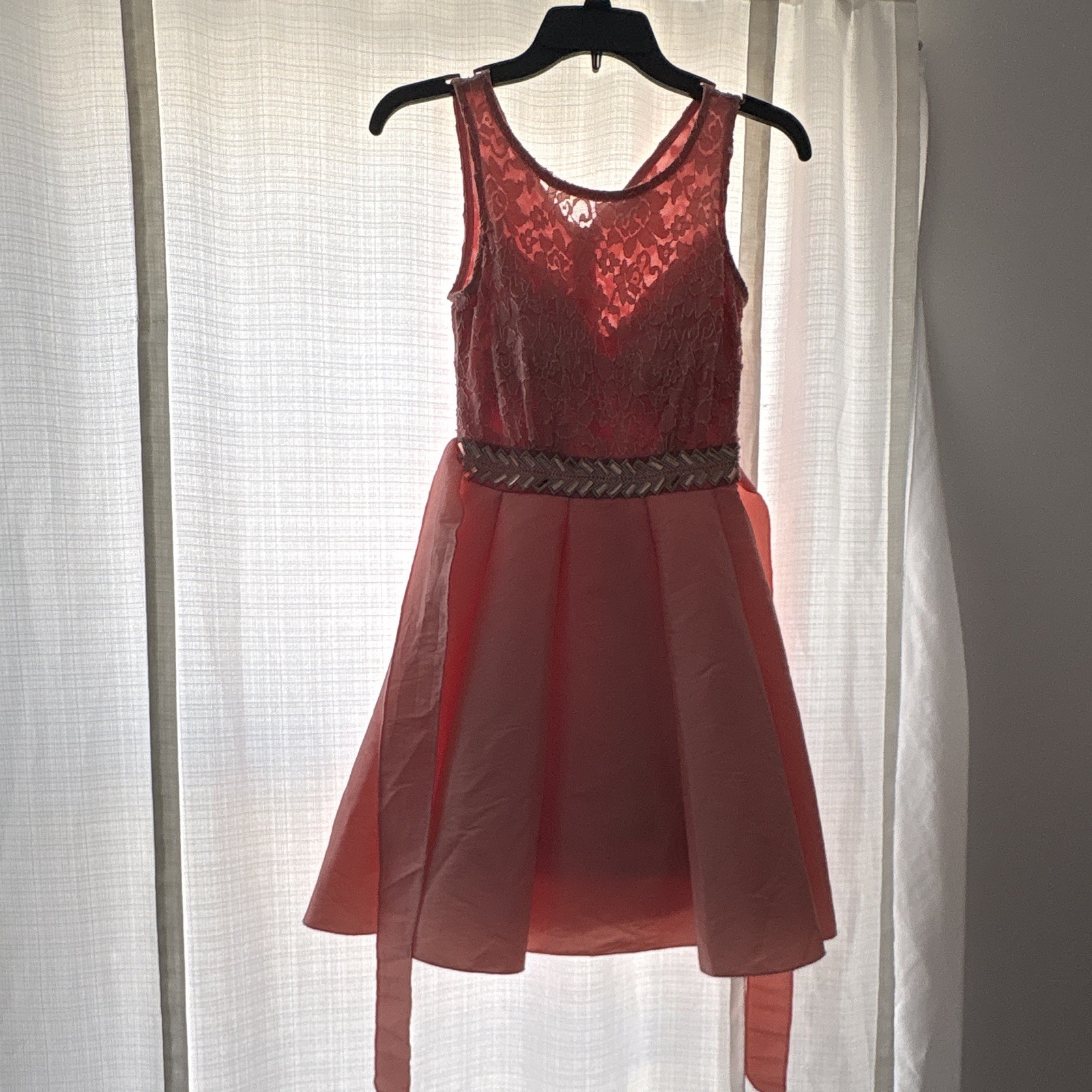 Pink Short Duul Ce Dress Size Small Sleeveless Floral Lace