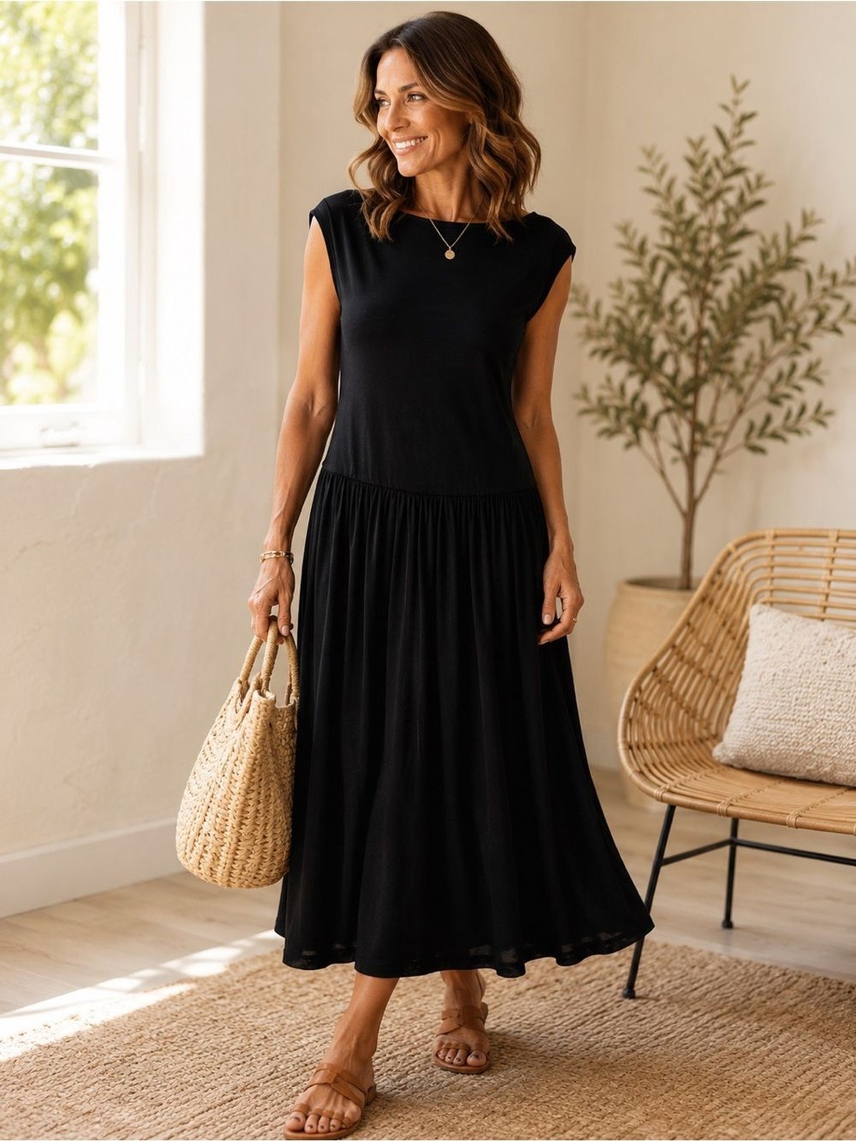 NWT Walter Baker Fatima Maxi Dress Black Large MSRP $248