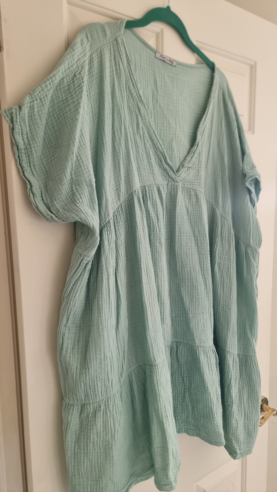 Cheesecloth Summer Mint Green Turquoise Short Dress One Size BNWOT