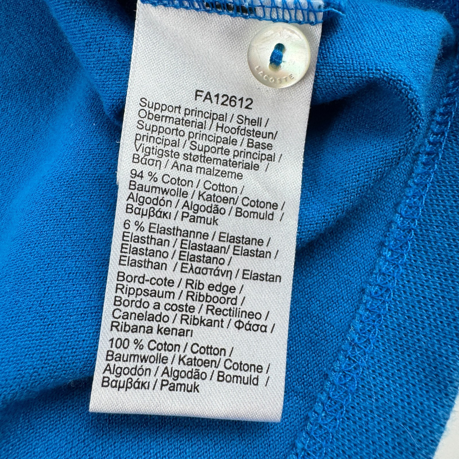 Lacoste Womens Size 38 Slim Fit Stretch Pique Cotton Short Sleeve Polo Dress