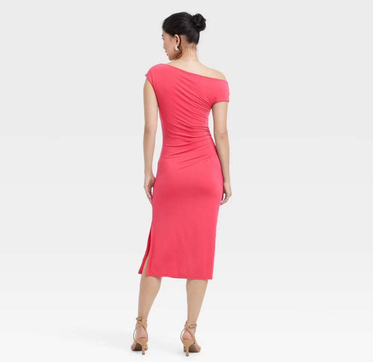 NWOT~ A New Day sz L Pink Knit Midi Pullover Dress Sleeveless off Shoulder HH85