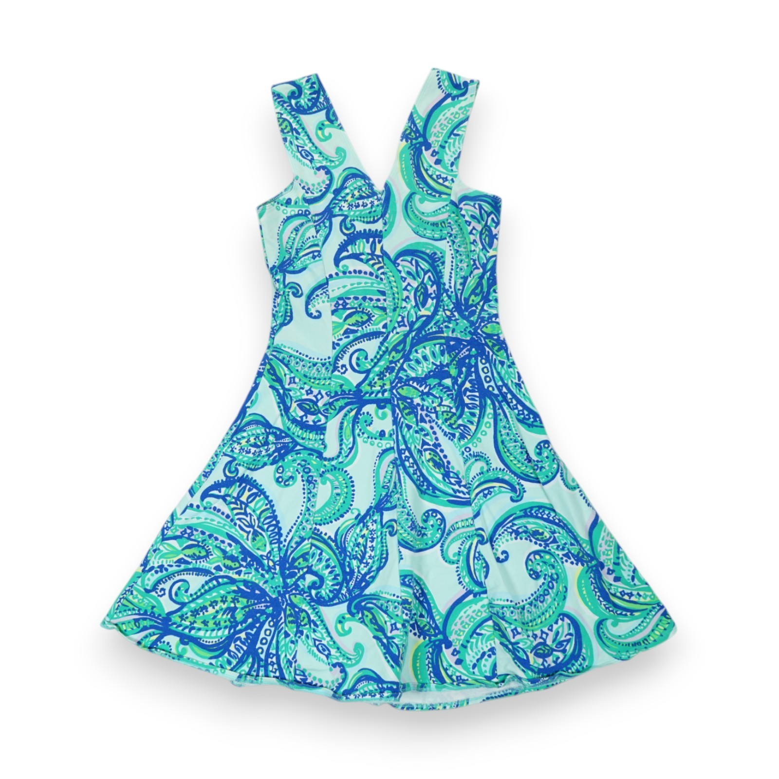 Lilly Pulitzer Dahlia Poolside Blue Keep It Current Terry Fit Flare Dress XXS