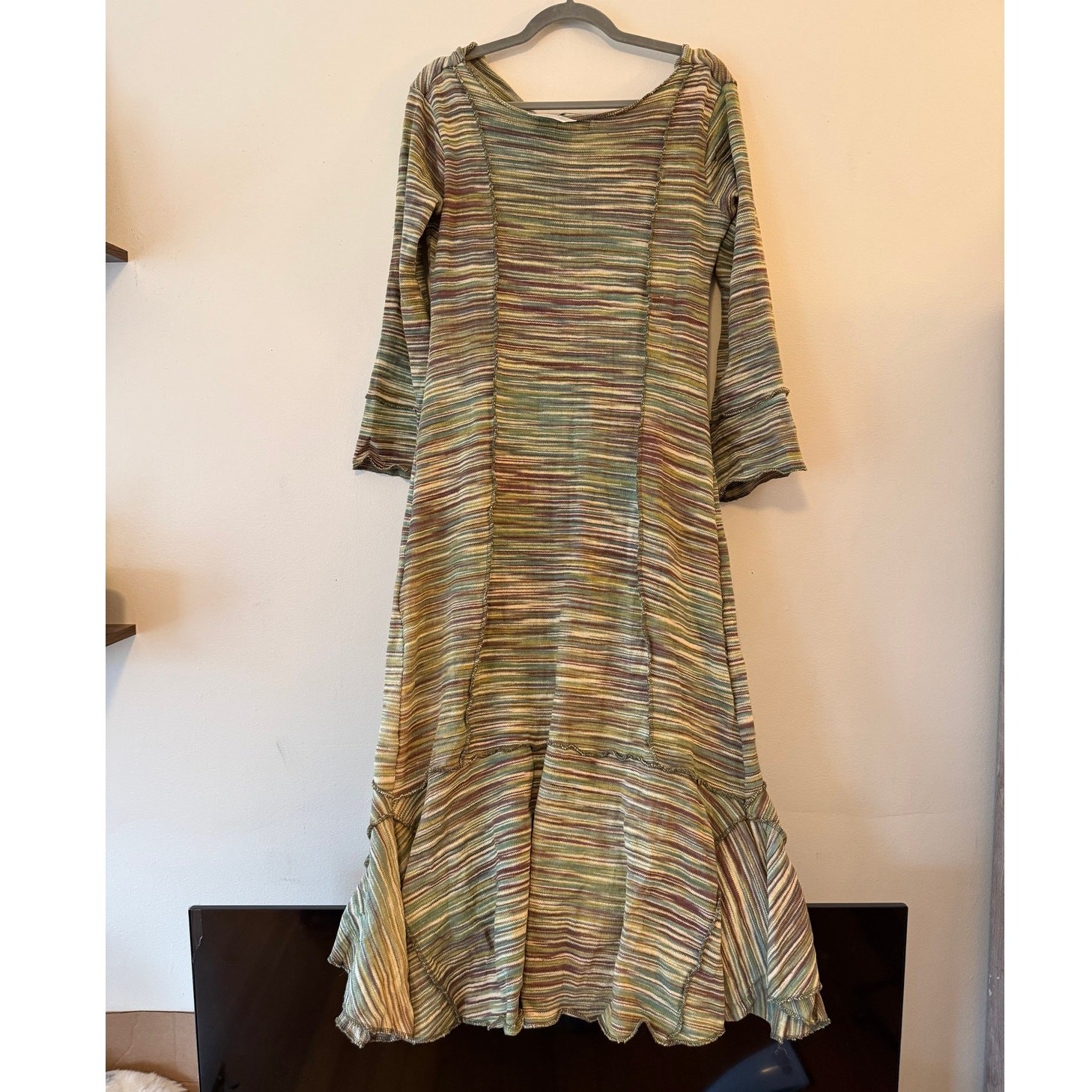 NWT earth tone boho mermaid midi dress made in Nepal, Size L