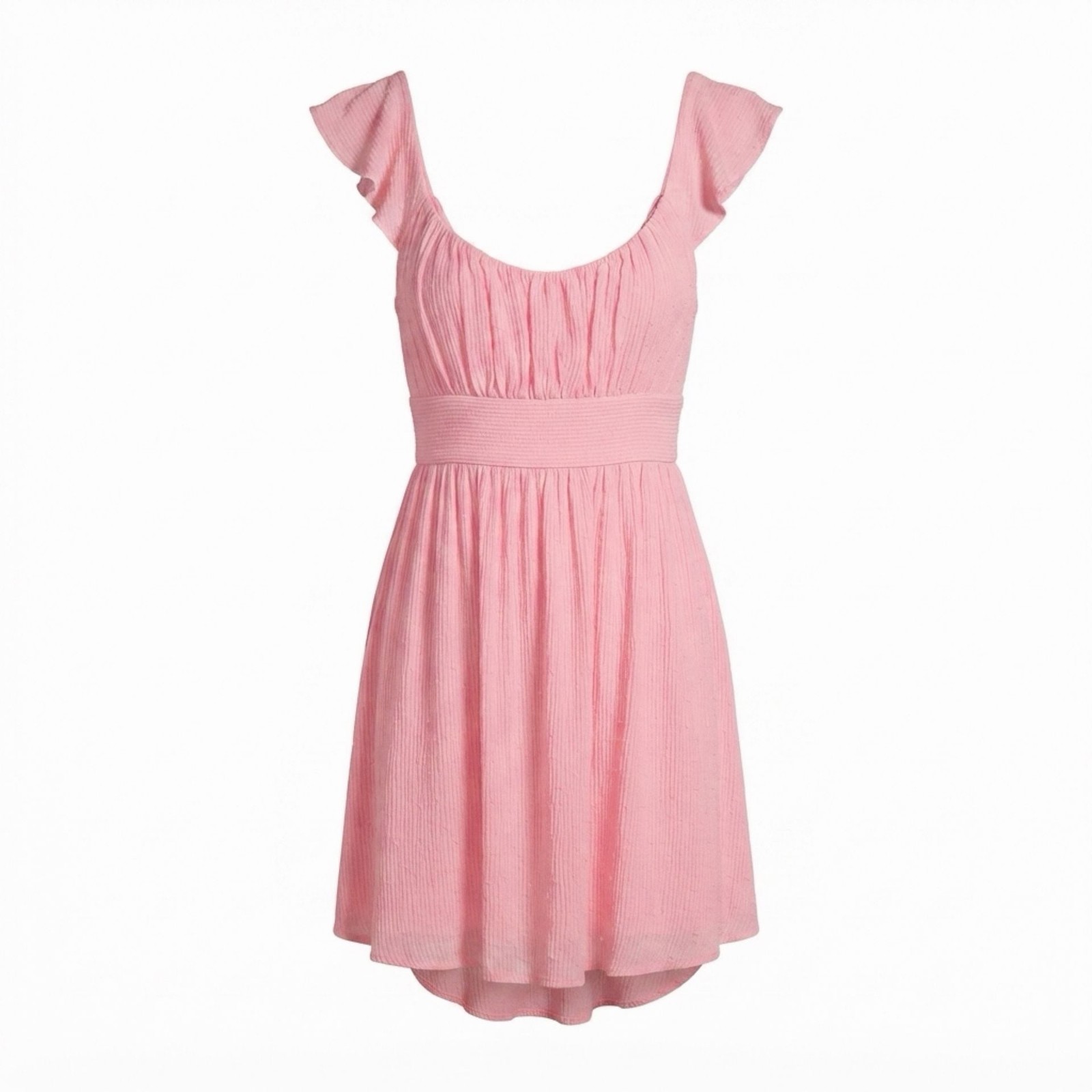 Blu Pepper Pink Ruffle Sleeve Tie Back Mini Dress