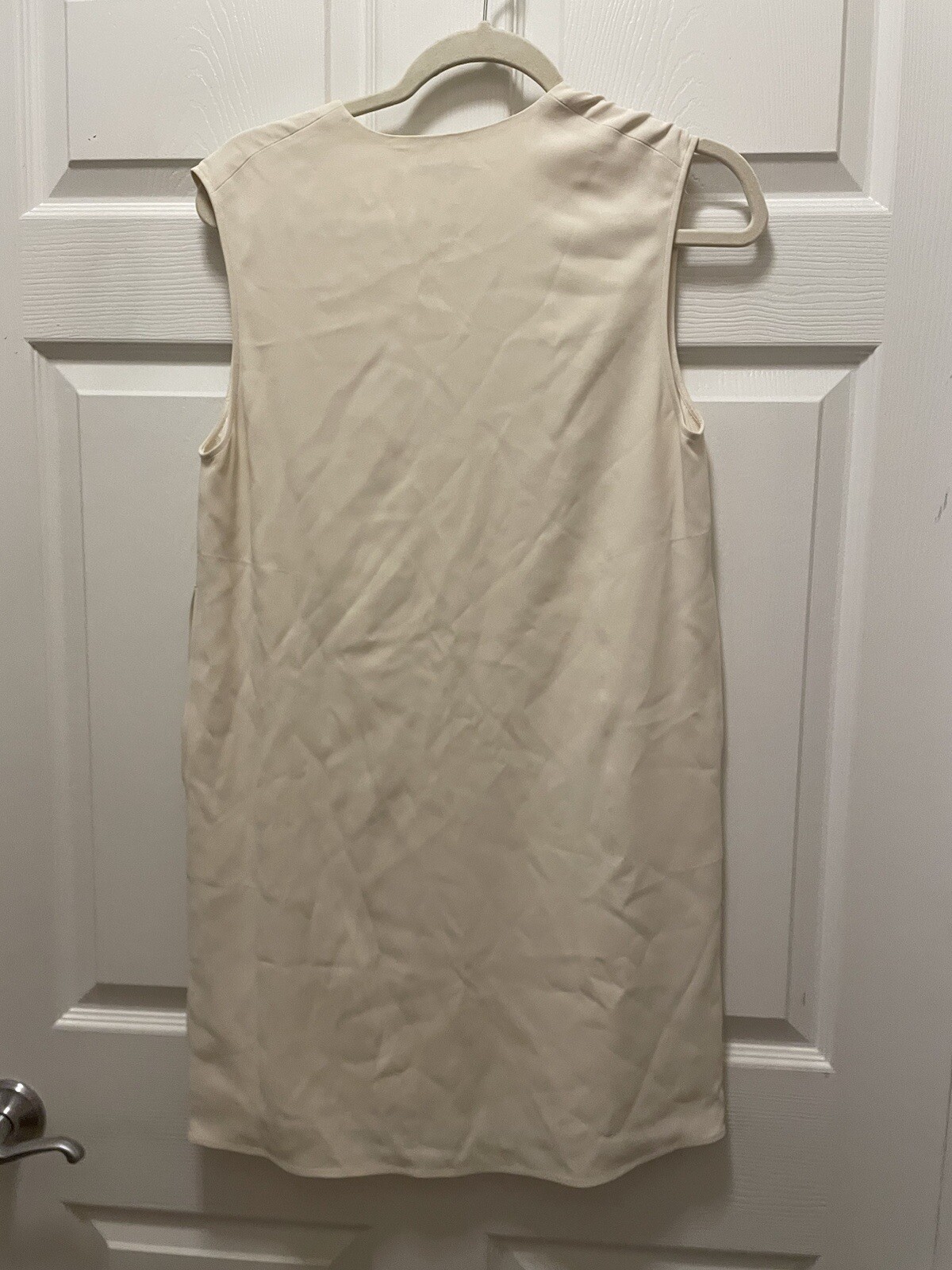 HELMUT LANG V-Neck Silk Shift Dress in White (Size S)