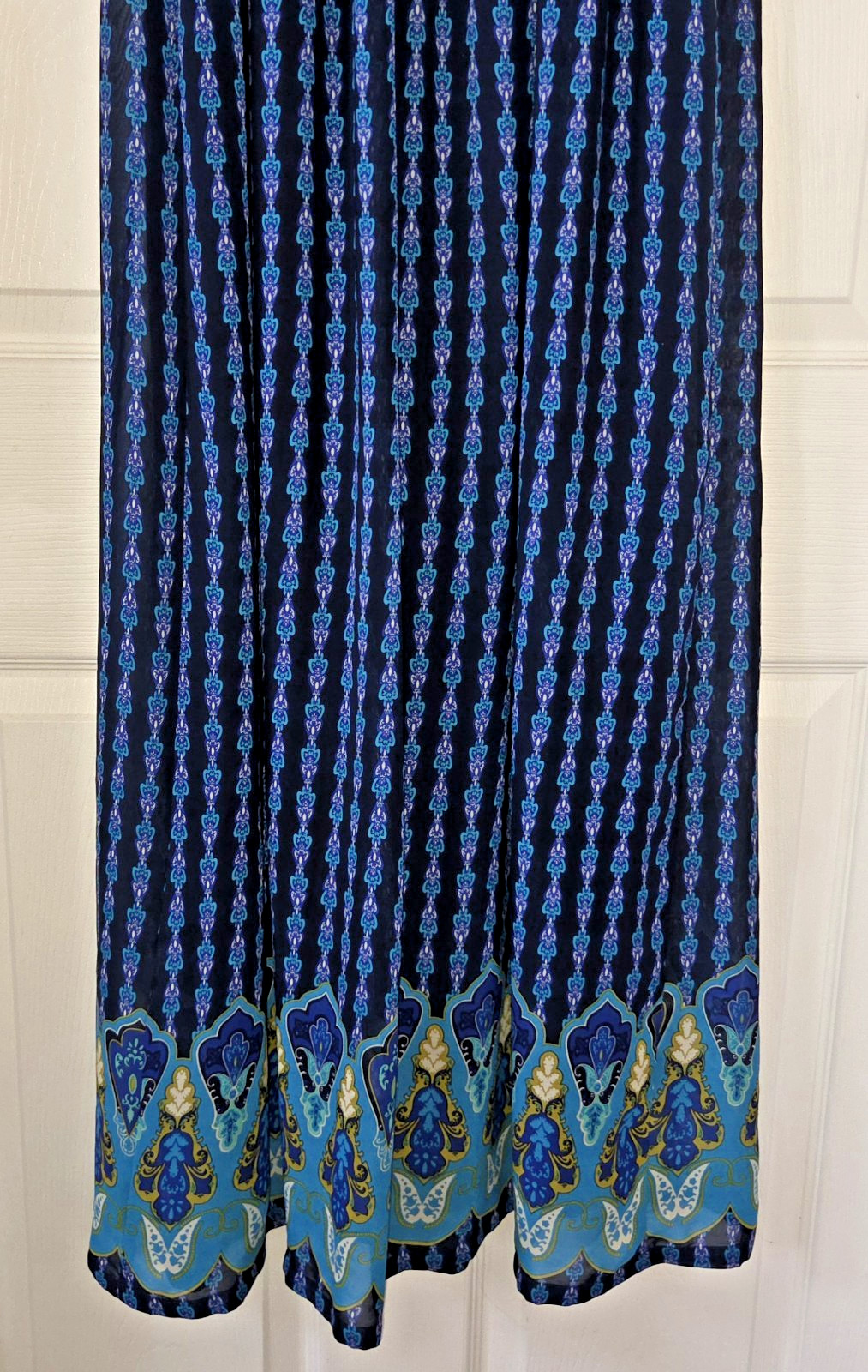 MOSSIMO Women’s Navy Blue Sheer Maxi Dress Sleeveless High Waist V-Neck Size XS