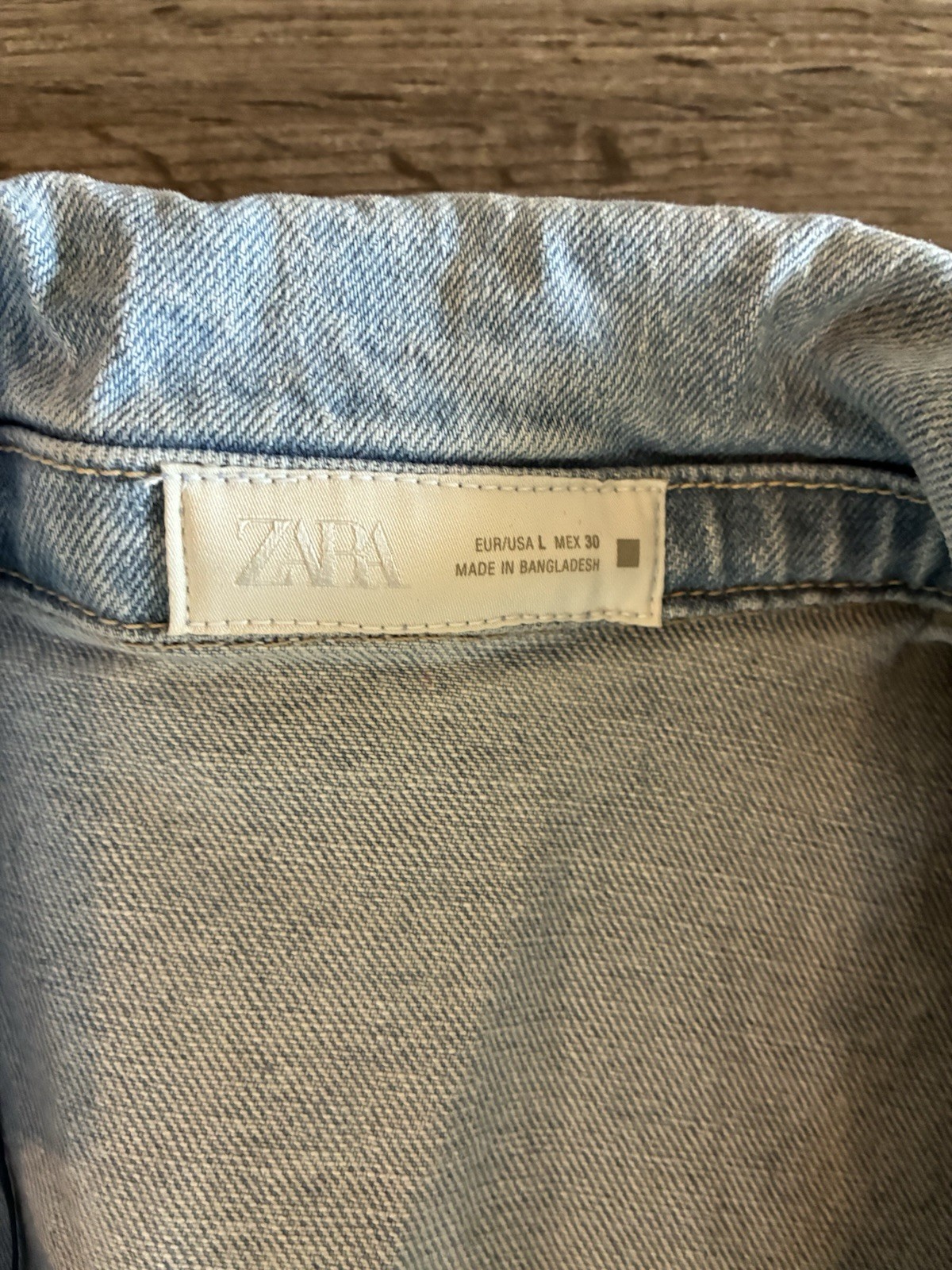 ZARA Blue Denim Button Front Collared Pockets Shirt Mini Dress Short Sleeve L