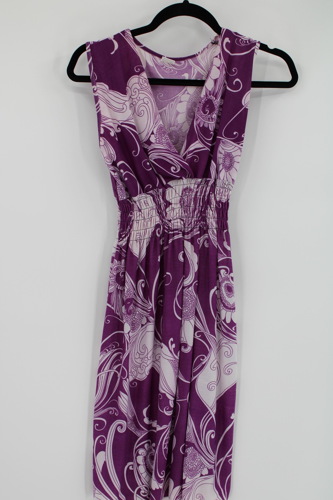 SHUISHUIN Dress Womens Large Purple Floral Sleeveless Boho Midi 100% Polyester