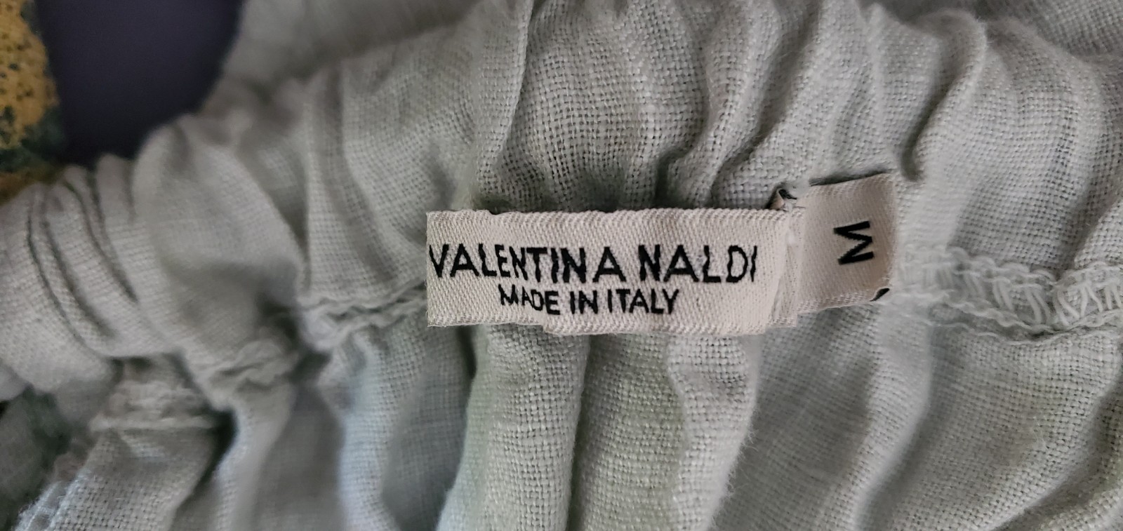 Valentina Naldi Made in Italy 100% Linen Eyelet Tie Shoulder Midi Dress M