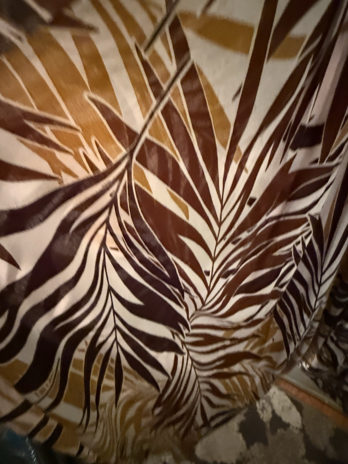 Women’s Brown Tan White Tropical Leaf V-Neck Tie Waist A-Line pantsuit