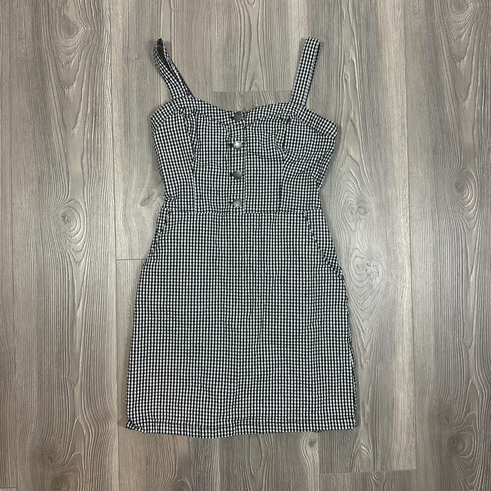 Hollister Black White Gingham Mini Dress Size S Summer Picnic Cottagecore