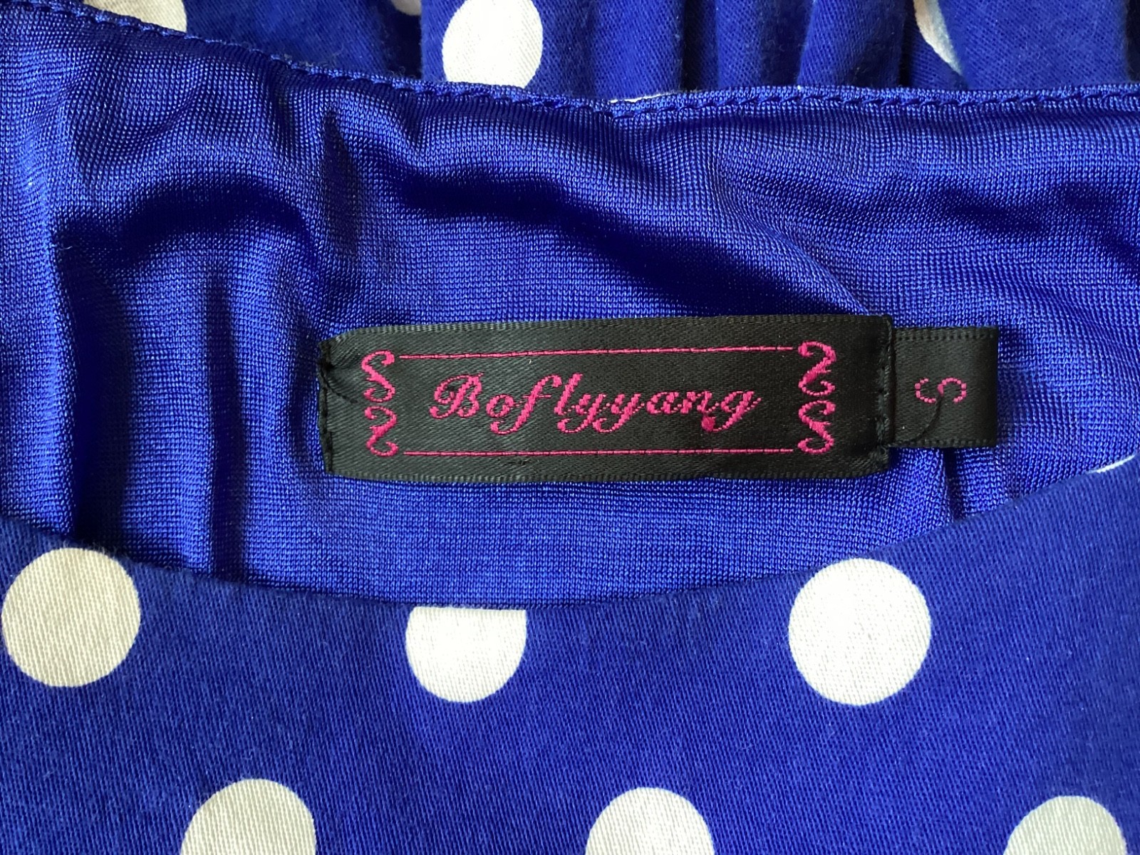 Bo fly yang Size S Blue Polka Dot Dress Sleeveless Spring Picnic