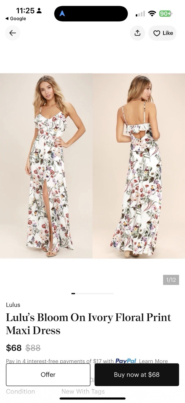 Lulus Bloon Floral Print Ruffle Maxi Dress (Bloom On Ivory Floral Print)