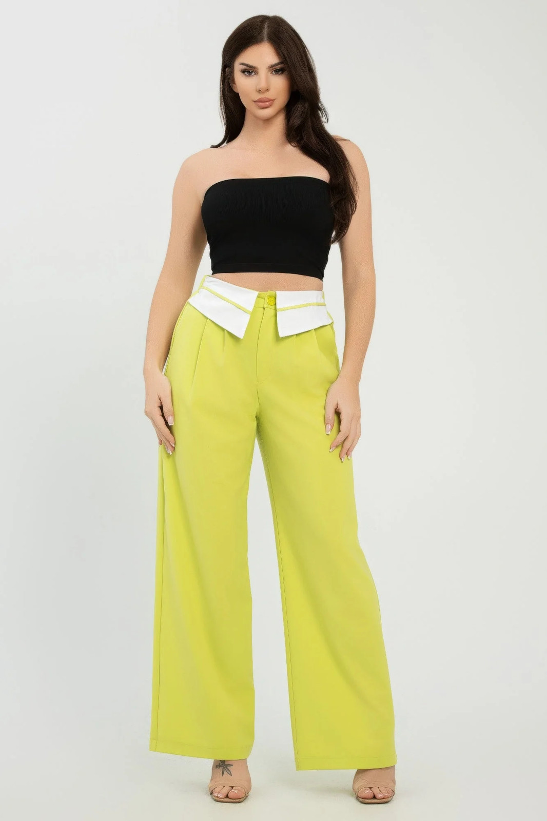 Front Button Fold-over Inside Zipper Pants – Women’s Clothing