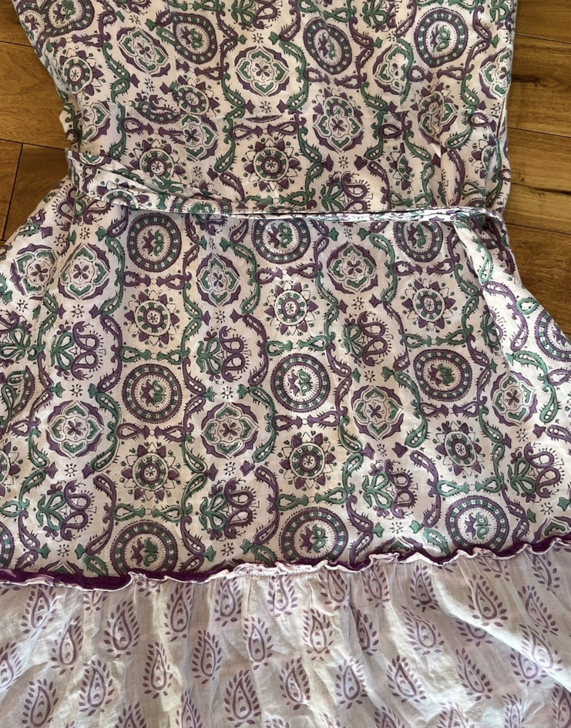 Diane Von Furstenberg Designer Judette Green Purple Mixe Ruffle Wrap Midi Dress