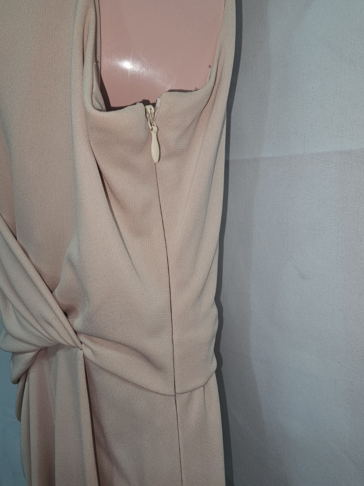 DKNY Pleated Surplice-Neck Faux-Wrap Sheath Dress In Blush Pink Size 6