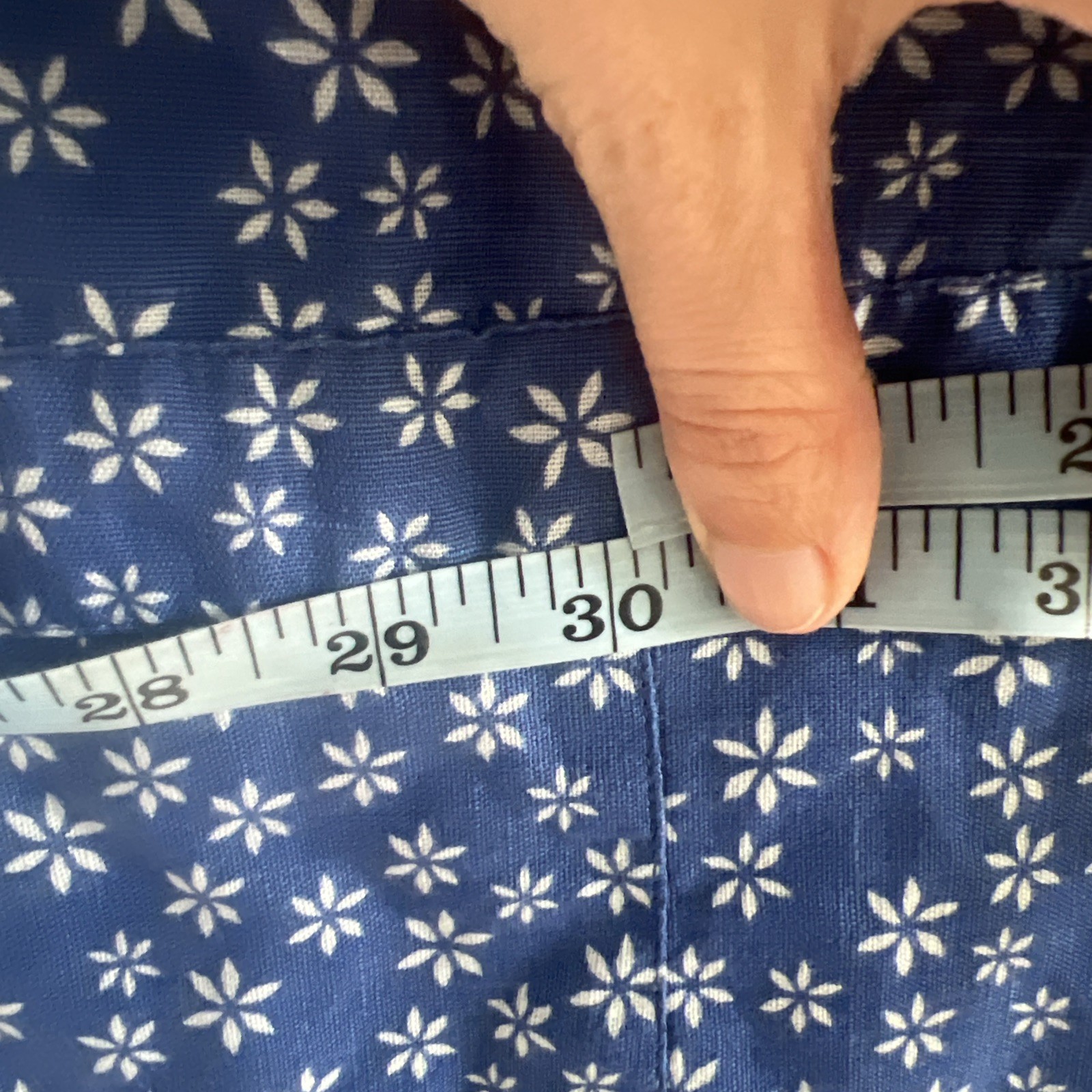 Per Una Dress UK 8 Blue White Floral Beaded Linen Cotton Blend Pockets Summer
