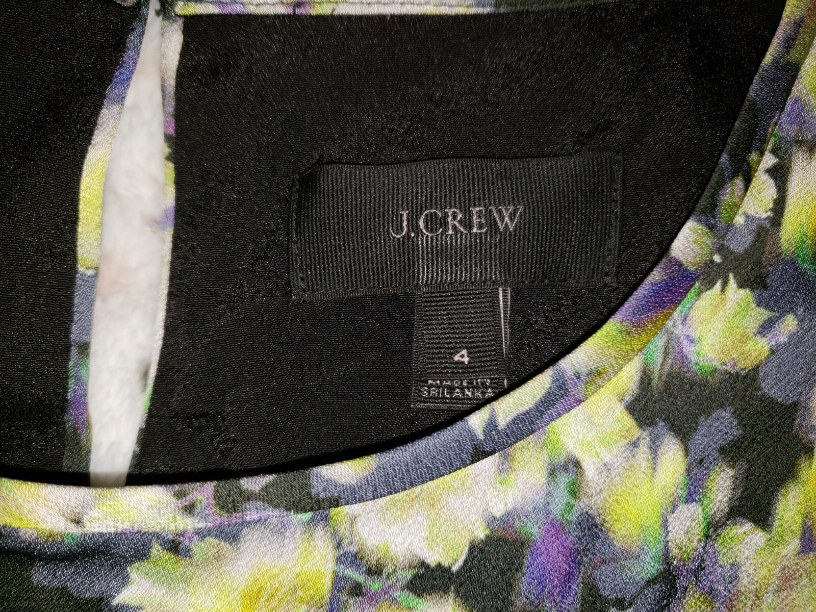 J Crew Womens Back Zip Cap Sleeve Crew Neck Floral Dress Green Black Size 4