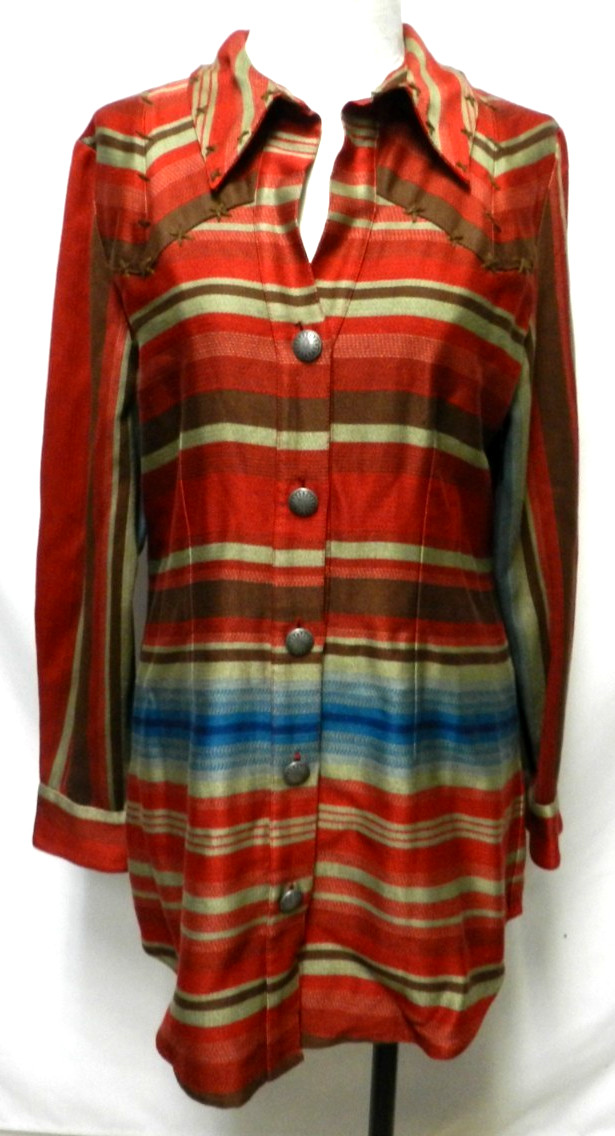 Roja Southwest blanket button Serape tunic top blouse Collar Size Sz Large Lg L